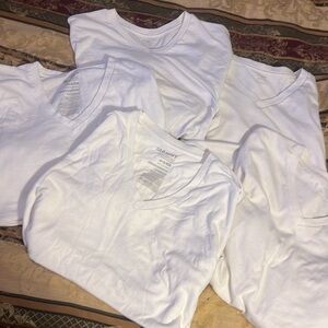 🔥5 WHITE V NECK T SHIRTS UNDER SHIRTS BUNDLE LOT SALE!!!